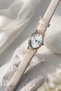 Misky Gold Oval Case Roman Numeral Leather Cream Strap Stylish & Elegant Women's Wristwatch - 7