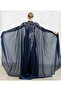 New Generation Navy Blue Long Dress Chiffon Cape Double Set-Kaftan-Bindali-Henna Dress- Wedding - 2