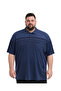 Men's Large Size Melange Navy Blue Polo Collar Short Sleeve Block T-Shirt 5Xl-6Xl-7Xl-8Xl