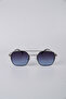 Silver Metal Framed Geometric Blue Gradient Glass Unisex Sunglasses Gg25Mp3413R03