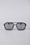 Unisex Smoked Framed Square Metal Sunglasses Gg25Mp3415R02