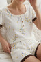 Lace Detailed Floral Printed Shorts Pajama Set 4584 - 4