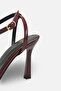 Light Burgundy Patent Leather Ankle Strap High Heel Shoes - 8