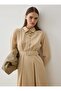 Belt Detailed Poplin Fabric Hijab Dress - Beige - - 5