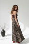 Women's Leopard Printed in Textured Fabric High Waist Maxi Length Flared Skirt - 7