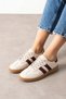Fortuna Beige Burgundy Striped Lace-Up Sports Sneaker Shoes