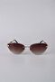 Women's Gold Framed Brown Gradient Glass Drop Sunglasses Gg25Mp3406R02
