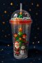 Santa Claus & New Year Themed Straw Water Bottle 450 ml Double Layer Mica Water Bottle 2768