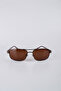 Unisex Brown Metal Framed Drop Sunglasses Gg25Mp3202R03