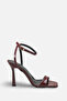 Light Burgundy Patent Leather Ankle Strap High Heel Shoes - 5