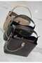 Women's 3-Compartment Square Model Chain Detail Handbag and Shoulder Bag Snake Pattern Black - 3