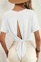 Backless Tie Detailed Summer Women's T-Shirt Blouse