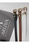 Set of 3 Trend Double Bridge Detailed Women's Trouser Belt, Dress Belt, Coat Belt - 4