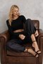 Satin Textured Elastic Leg Detail High Waist Loose Pants - 3