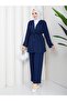 Stone-Embellished Kimono and Pants Two-Piece Set - 5