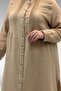 67023 Plus Size Muslin Trouser Suit with Pleated Detail on the Front - Beige - 2