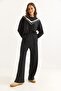 Women's Modal Fabric Wide Leg Tracksuit Set Black - 3