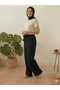 Women's Black Navy Blue Anthracite Gray 3-Pack Seersucker Elasticized Casual Wide Leg Pants Set - 2