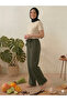 Women's Black Brown Green 3-Pack Seersucker Elastic Loose Wide Leg Pants Set - 4
