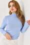 High-Neck Cashmere Transparent Long Sleeve Blouse Blue - 2