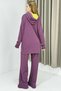 Women's Oversized Hooded Tracksuit Set with Leg Details, Plum Color - 6