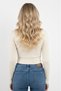 Women's long sleeve Ribbed Knit star embroidered Cropped blouse beige - 3