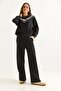 Women's Modal Fabric Wide Leg Tracksuit Set Black - 2