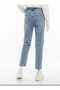 Women's Stoned Stretch Fabric Mom Jean High Waist with Stoned Details - 3