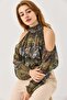 Halter Neck Full Transparent Off-Shoulder Blouse Green - 2