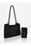 Stylish Model Large Size Premium Silver Logo Handbag and Wallet Combination Tote Bag Size: 22 X 34 cm - 3