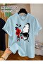 Fashionable Printed Short Sleeve T-Shirt for Women, Featuring Butterfly and Red Flower Print