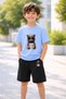 Boy's - Girl's T-Shirt Shorts Set 100% Cotton Summer Comfortable Fit Printed T-Shirt Children's Combination