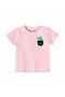 Cute Little Monster On Pocket T-Shirt for Unisex Kids 100% Cotton Multiple Colors Sizes 0-16 Years