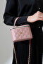 Pudra Pink Mini Box Women's Bag with Quilted Pattern and Cross Chain Strap, Daily Stylish Bag - 6