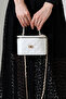 White Patent Leather Mini Box Women's Bag with Quilted Pattern and Cross Chain Strap, Daily Stylish Bag
