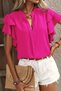 New Season Women's Short Sleeve V-Neck Ruffled Sleeves Summer Blouse - 2