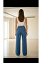 Harry 90's Medium Blue Lycra Super Extra High Waist Palazzo Loose Jean Trousers - 5