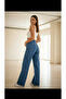 Harry 90's Medium Blue Lycra Super Extra High Waist Palazzo Loose Jean Trousers - 4
