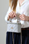 Gray Mini Box Women's Bag with Quilted Pattern and Cross Chain Strap, Daily Stylish Bag - 2