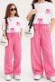 Girl's Pink Trouser Suit with Bow Detail, Stylish Summer Combination |   5-14 Years Old - 4