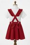 Girl's Bowknot Strap Salopet Skirt and Shirt Set - Red (Ages 5-14) - 6