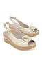 , Women's Genuine Leather Wedge Heel Sandals 161992Z1802 Gold - 2