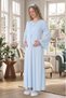 New Season Blue Lace Summer Special Design 100% Cotton Full Length Maternity Maternity Dressing Gown Nightgown Set - 3