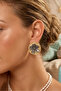 Antique Gold Earrings with Violet Figures and Gold Details