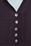 V-Neck Modal Shirt with Floral Sleeves and Buttoned Lace-Up - Plum - 5