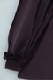 V-Neck Modal Shirt with Floral Sleeves and Buttoned Lace-Up - Plum - 6