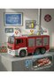 30cm friction powered fire truck toy with lights, sounds, 3-button functions, real water spray, and ladder.