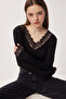 Lace Transparent Viscose Blouse Lrn0024 Black - 2