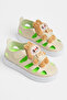 Children's Unisex Beige Light Sole Teddy Bear Detailed Velcro Sandals