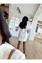 Women's Scarf Detailed Padded Jacket Mini Skirt Double Set - 2
